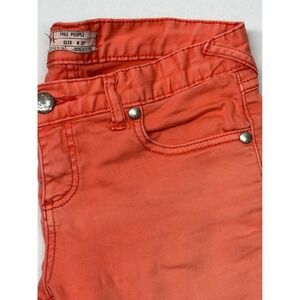 Free People Coral Orange Skinny Jeans Women's Size 27 Low Rise‎ Casual